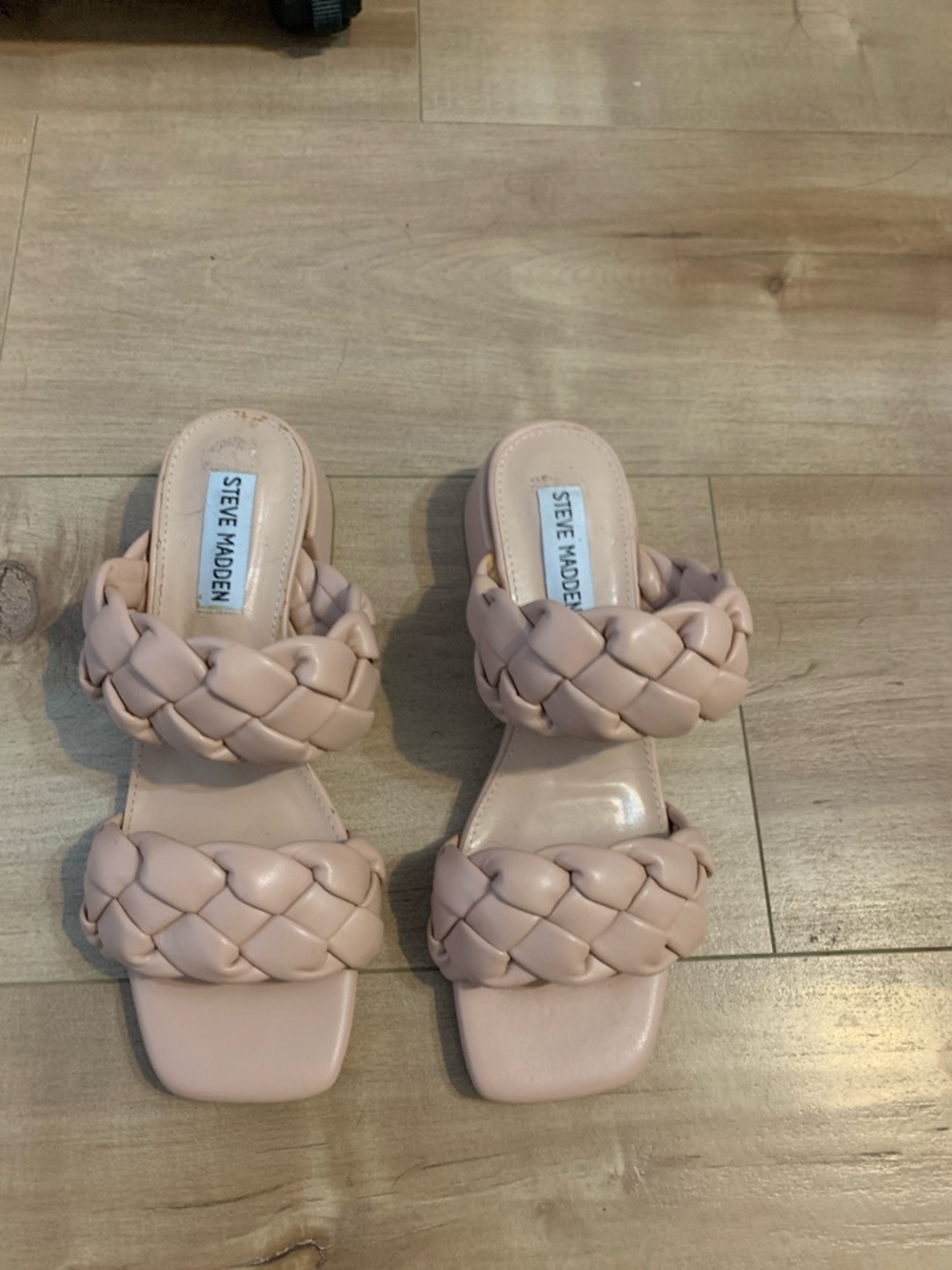 Steve Madden Braided Double Strap Slide Sandals in Blush